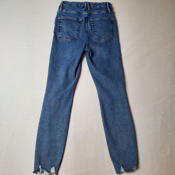 Good American Womens Size 0/25 Good Waist Crop Jeans Chewed Hem Blue GWCCH005T - Picture 3 of 8